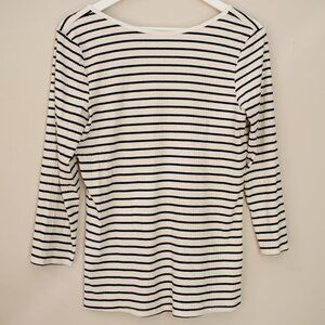 L.O.G.G. by H&M black white horizontal striped classic ribbed long sleeved top L